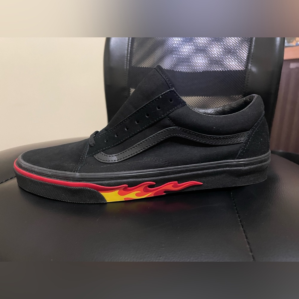 🥑Vans Old Skool (Flame Wall) Black/Blk Men’s Shoes